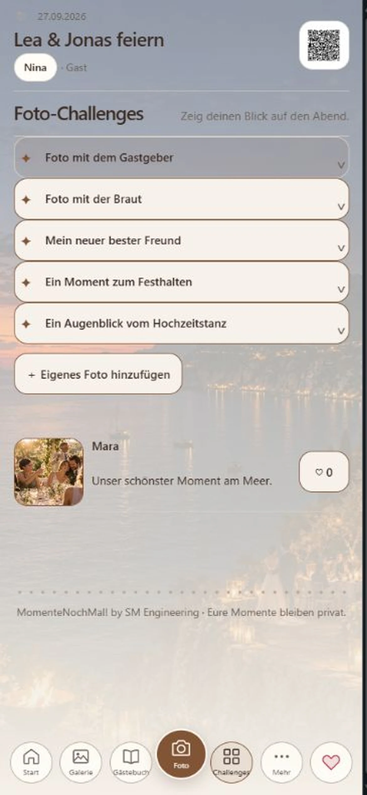 Echte App-Ansicht: Challenges