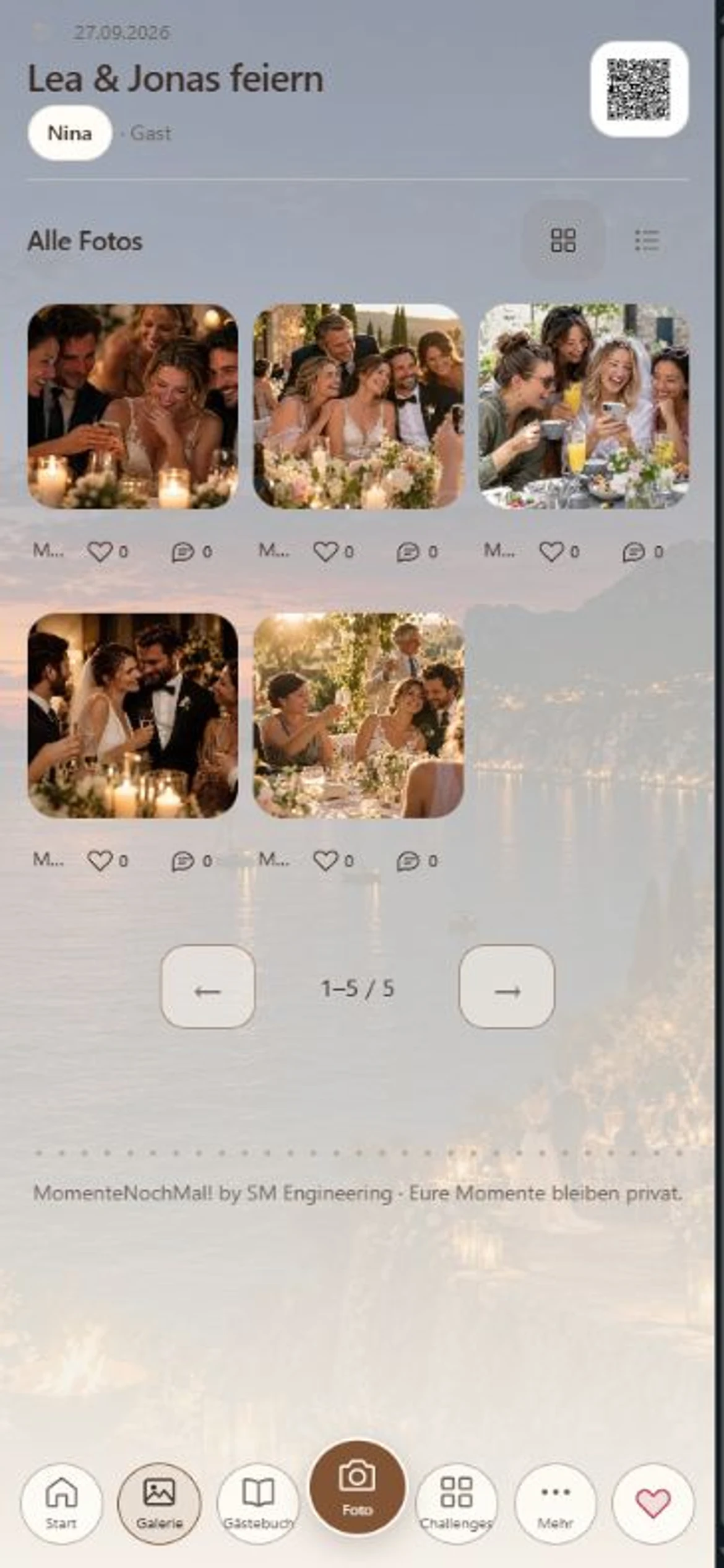 Echte App-Ansicht: Galerie