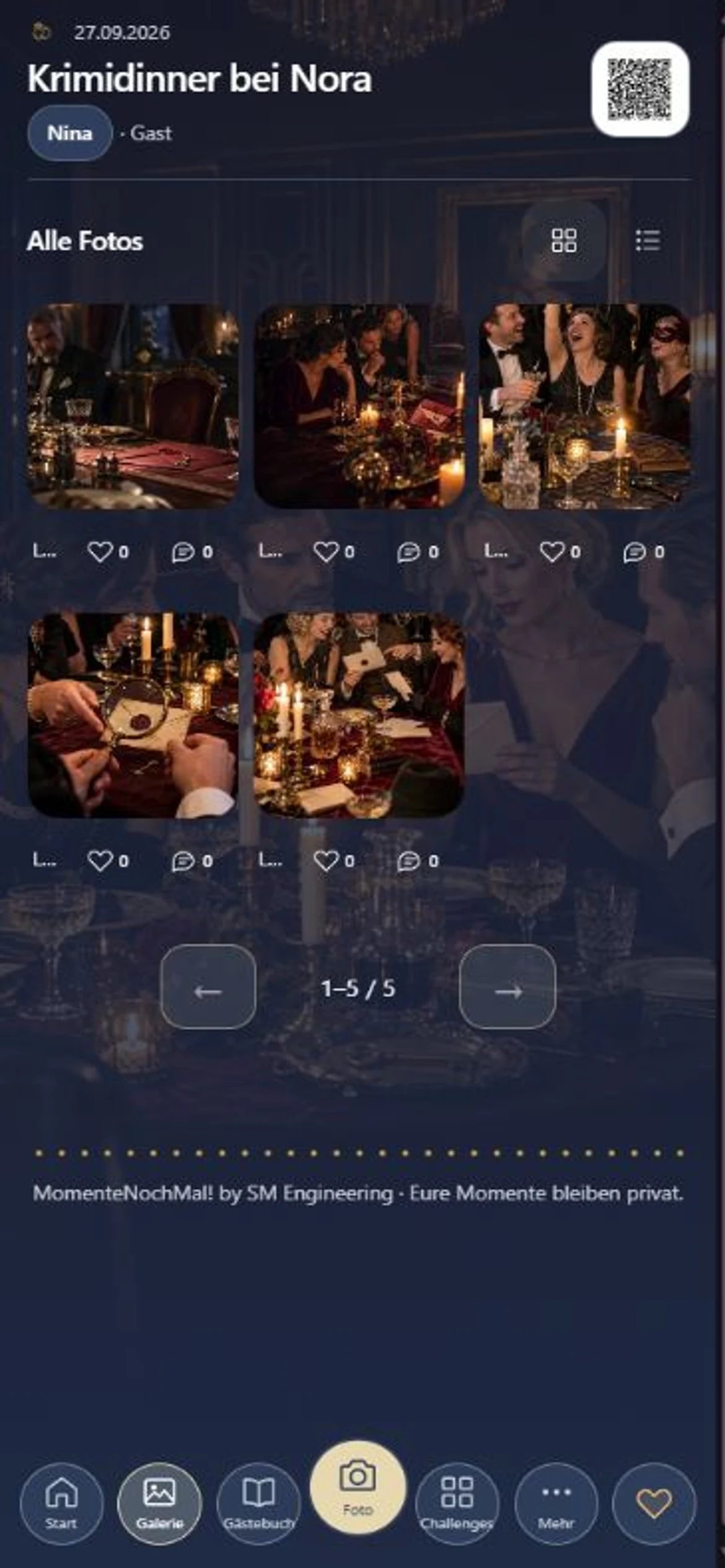 Echte App-Ansicht: Galerie